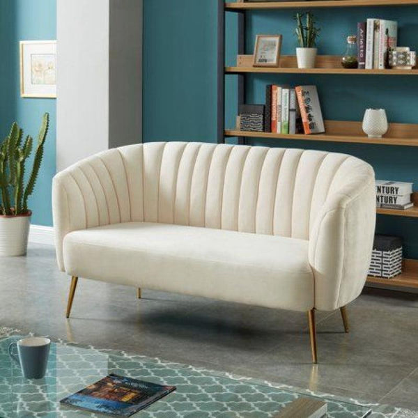 Velvet 2-Seater Sofa in Elegant Beige By Alhome - 110111522 - ALHOME