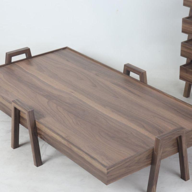 4+1 Wooden Floor Tables Set In Brown Color by Alhome - ALHOME