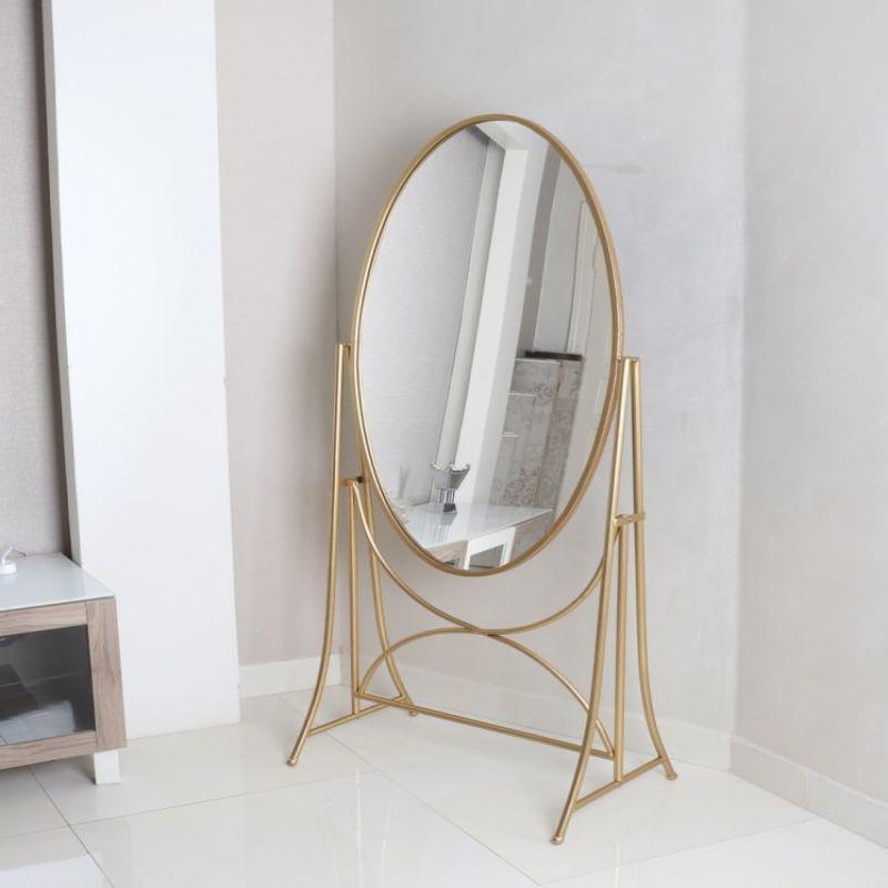 Mirrors With Iron Stands - Mobile - Metal + Glass - Gold - 110111946 - By Alhome - ALHOME