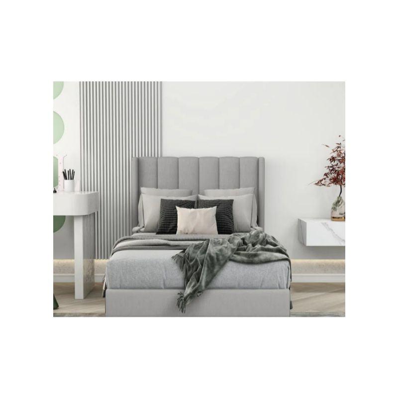 Gray Linen Single Bed Size 120x200 By Alhome - 110110055 - ALHOME