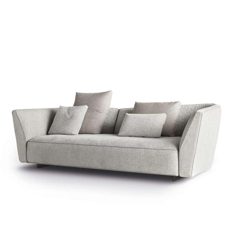 Stylish Gray Linen 3-Seater Sofa Swedish Wood By Alhome - ALHOME