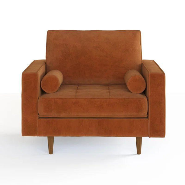 Orange Tweed Velvet Chair Swedish Wood By Alhome - ALHOME