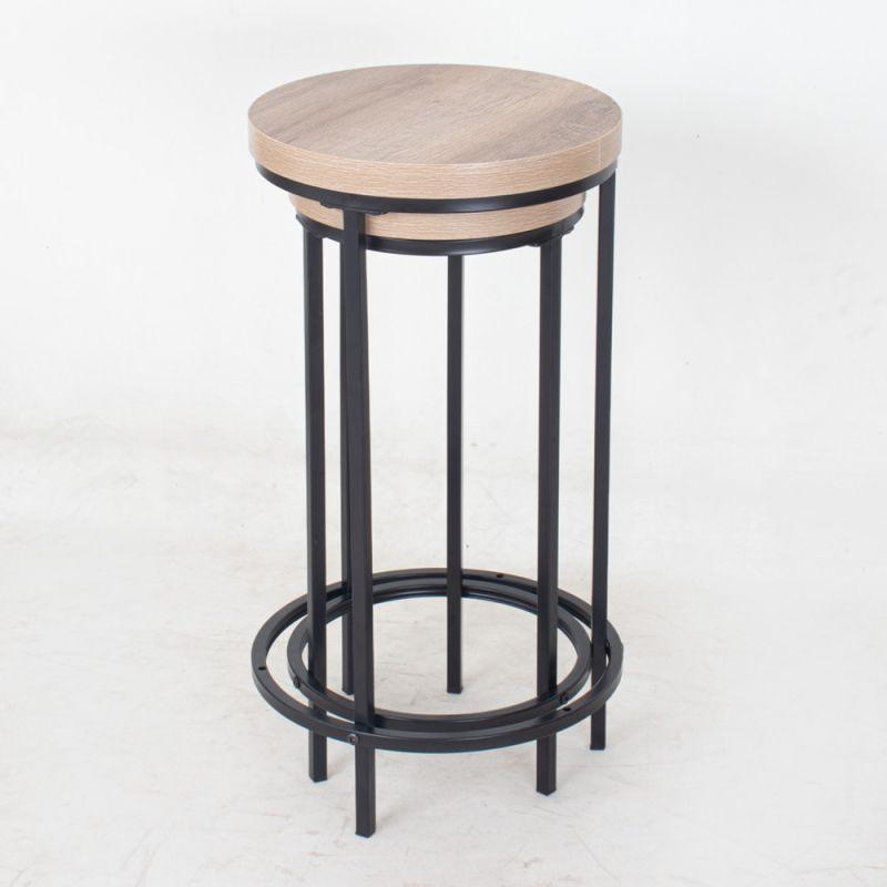 Set of Service Tables With Iron Bases And Wooden Tops By Alhome - ALHOME