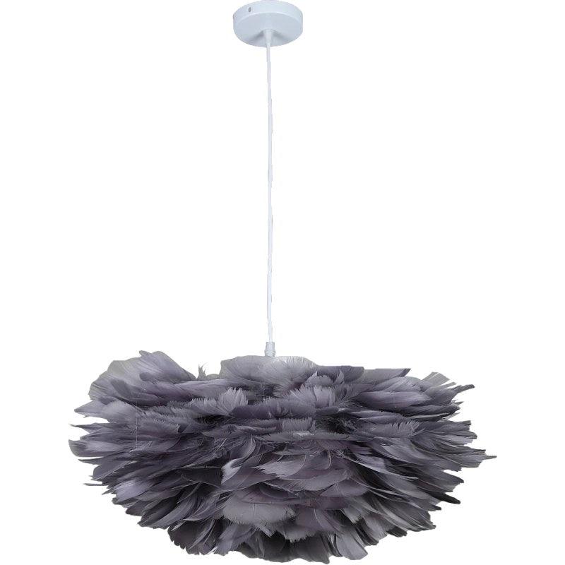 Modern Gray Feather Chandelier - Diameter 50 Triple - E27*3L - ALHOME