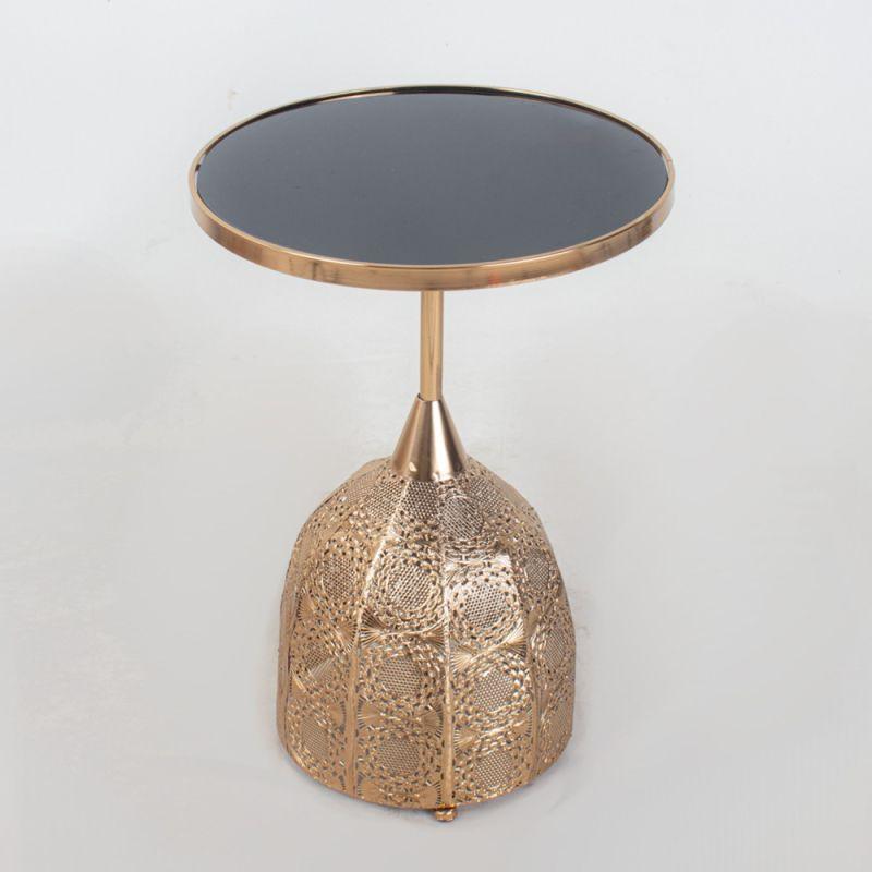 Single Table With A Black Circular Mirror Top And Golden Iron Bases By Alhome - ALHOME