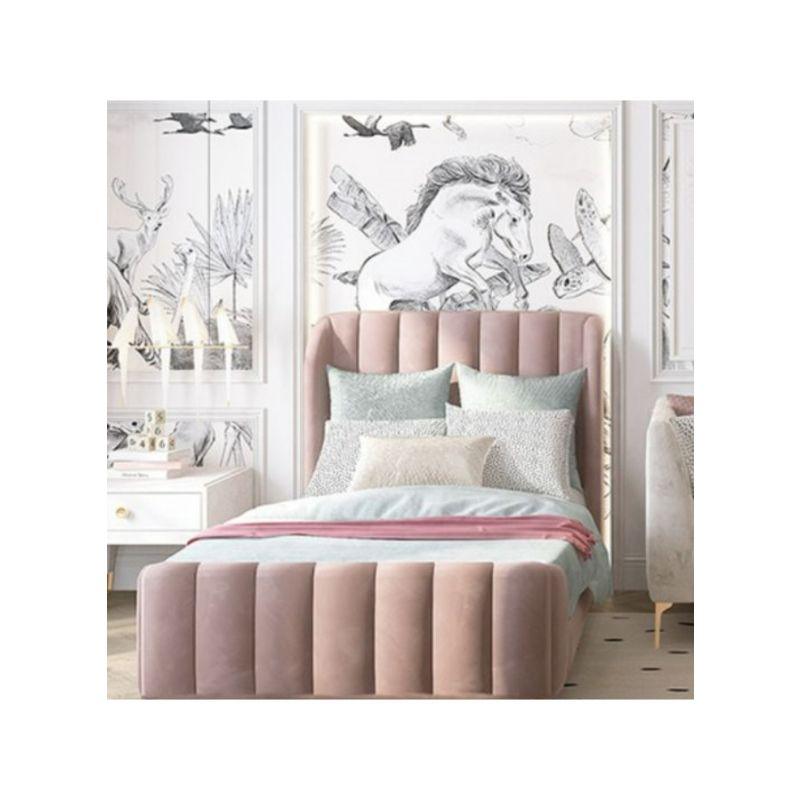 Pink Velvet Single Bed Size 120x200 By Alhome - 110110103 - ALHOME