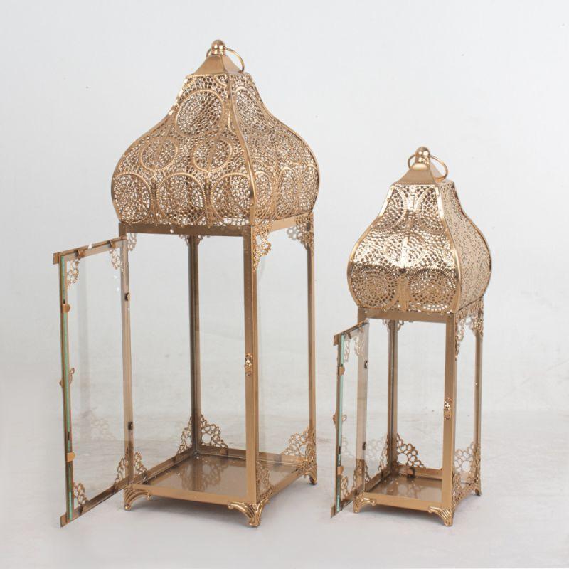 Metal Lanterns Set - Gold - 110111943 - By Alhome - ALHOME