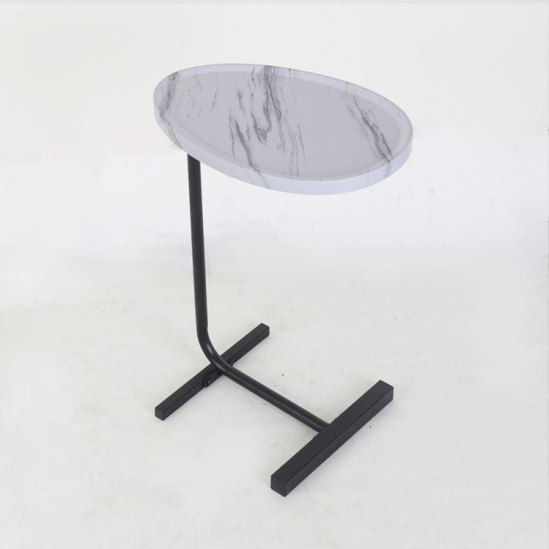 Iron Single Service Table With Mdf Marble Top In Black And White By Alhome - ALHOME