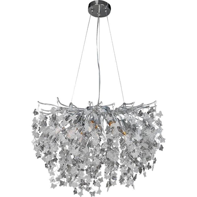 Modern Chandelier, Diameter 60 - Silver + Gray + Transparent - E14*10L - By Alhome - C5639 - ALHOME