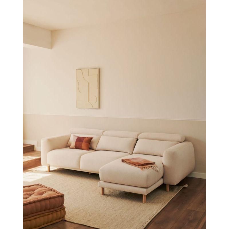 Beige Swedish Wood L-Shape Sofa - Size: 270x160x85x85, Material: Linen By Alhome - 110112211 - ALHOME