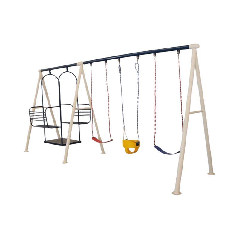 Pentagonal Swing With Side And Middle Legs, With Three Individual Swings And A Children's Seat by Alhome - ALHOME