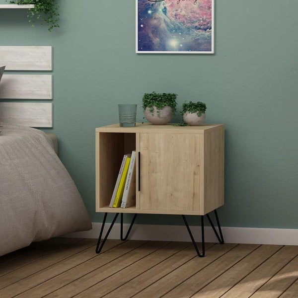 Melamine Nightstand with Iron Frame By Alhome - 110112485 - ALHOME