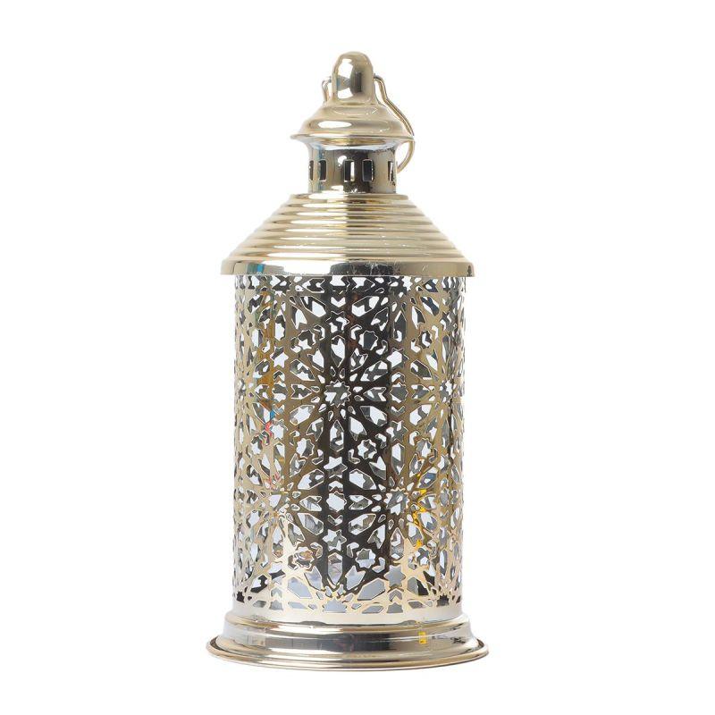 Round Steel Ramadan Lantern With Led Lighting - Gold - 26X12X12 Cm - By Family Ship - 600007810 - ALHOME