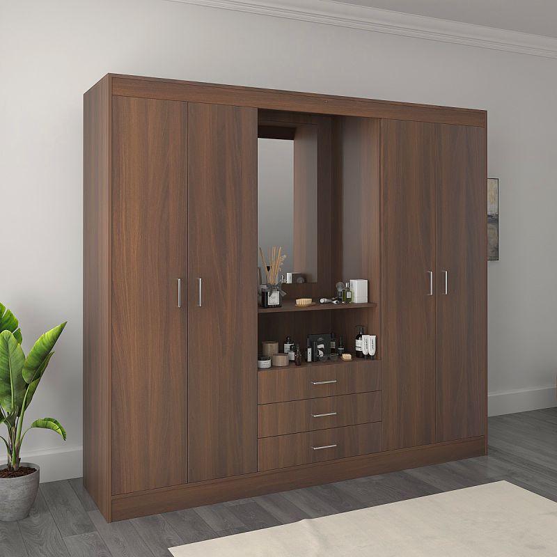 Wardrobe with Brown Dresser By Alhome - ALHOME