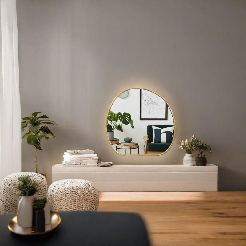 Modern wall mirror with iron frame - gold - 71x69x2 cm - By Family Ship - ALHOME