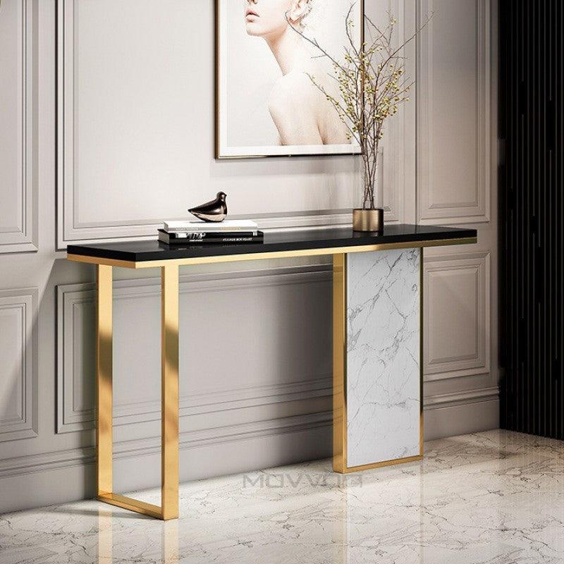 Fusion Iron, Wood, and Marble-Alternative Console Table By Alhome - ALHOME