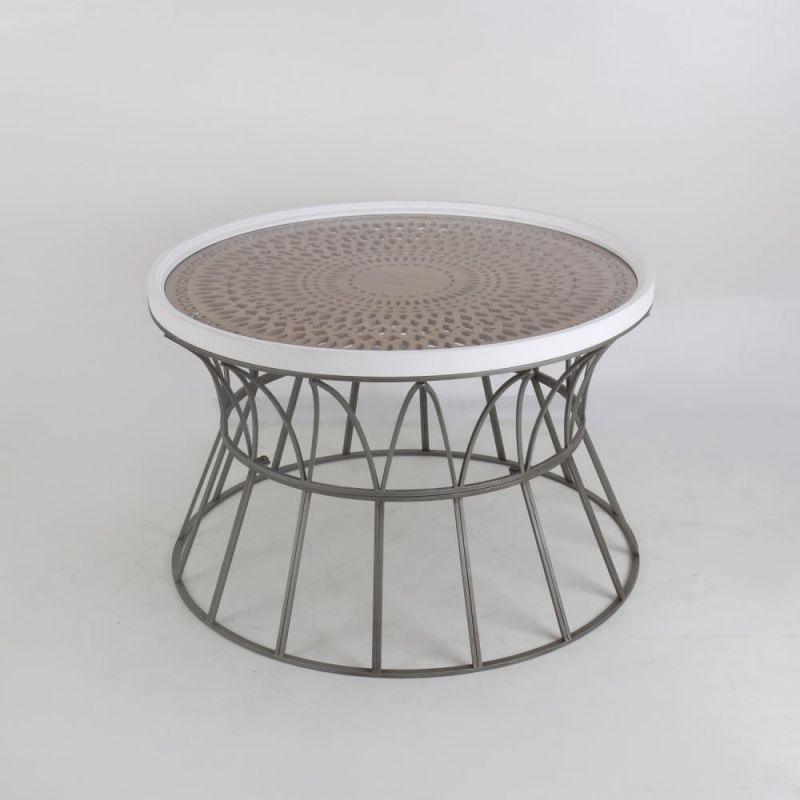 Metal And Wood Table With A Glass Top By Alhome - 110111993 - ALHOME