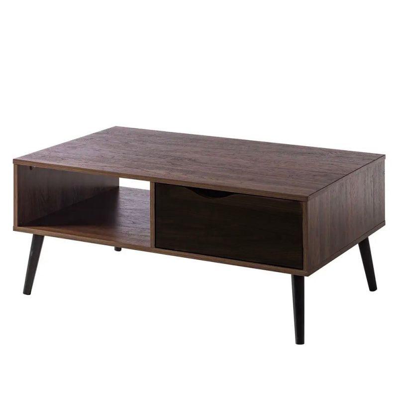 Coffee Table From Wood With Metal Frame - Dark Brown By Alhome - ALHOME