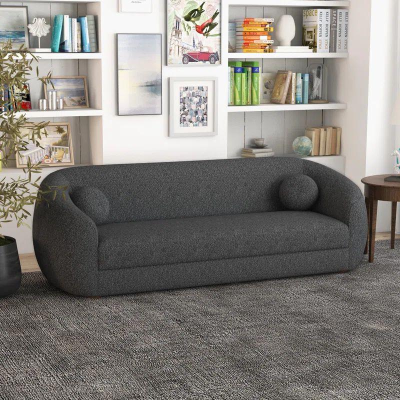 Sophisticated Gray Boucle 3-Seater Sofa Swedish Wood By Alhome - 110110910 - ALHOME