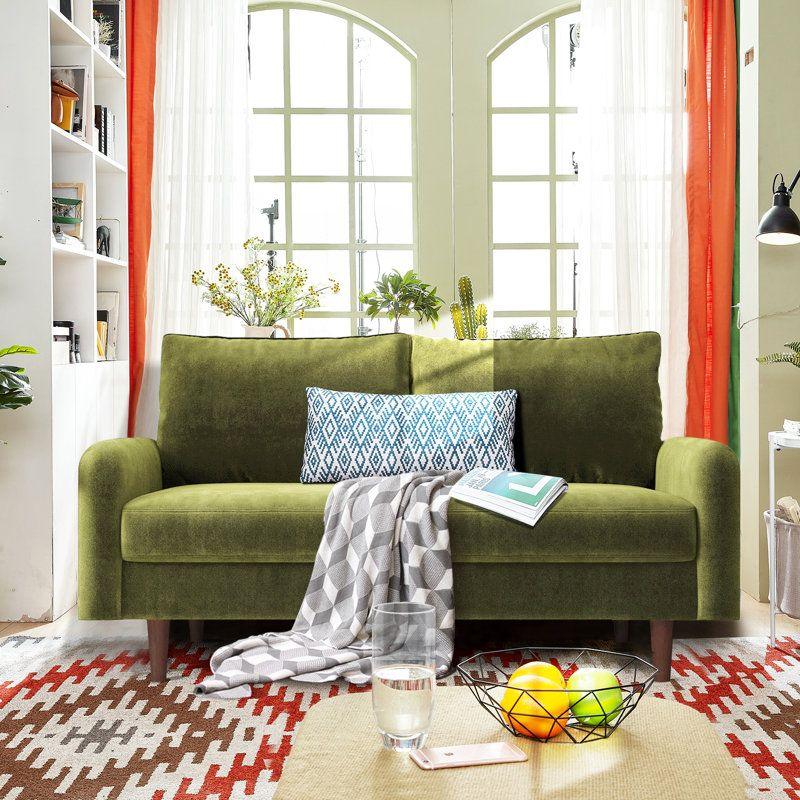 Modern Velvet 2 Seater Sofa - Green - 180x85x85 cm - By Alhome - ALHOME