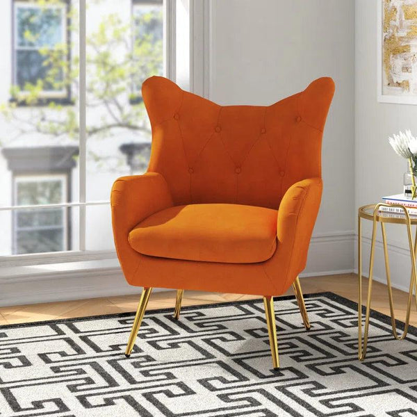 Spirited Comfort: Orange Velvet Chair for Vibrant Living By Alhome - ALHOME