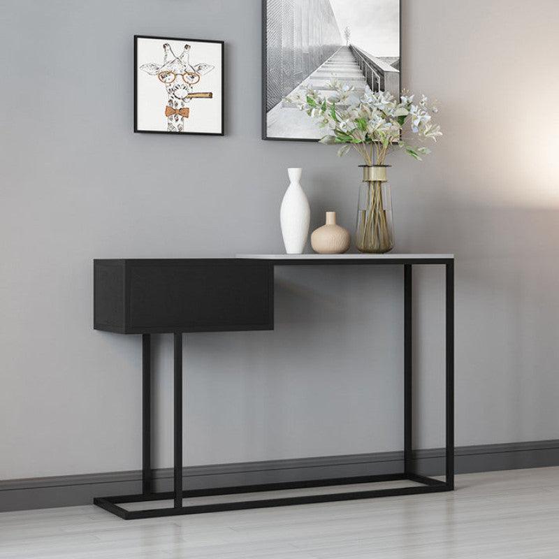 Contemporary Tri-Material Console with Wood, Iron, and Marble By Alhome - ALHOME