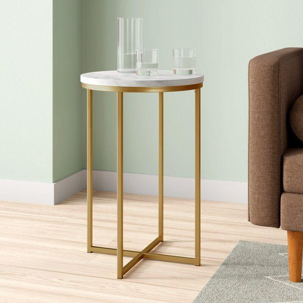 Urban Elegance: Iron and Glass Accent Side Table By Alhome - ALHOME