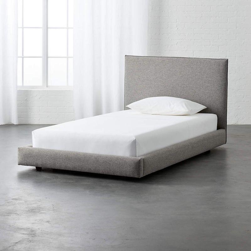 Serenity Single: Single Bed in Swedish Wood with Chenille Fabric, Color Grey, Dimensions 120x200x140 by Alhome - ALHOME