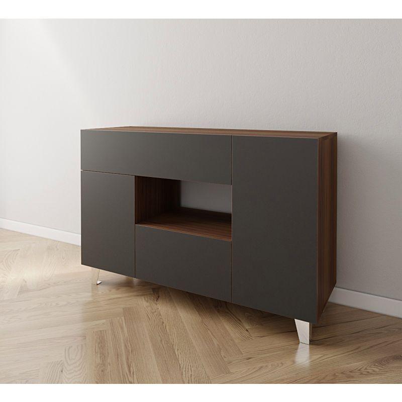 Coffee Corner with Two Shelves and Two Drawers (Brown and Black) By Alhome - ALHOME