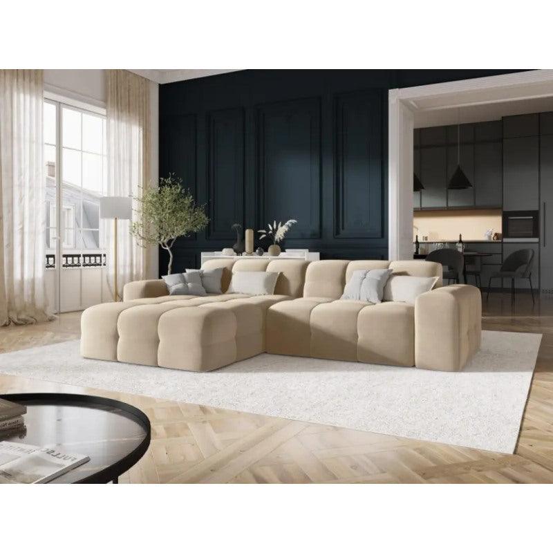 Modern Velvet Corner Sofa - Beige - 250x170x85x85 cm - By Alhome - ALHOME