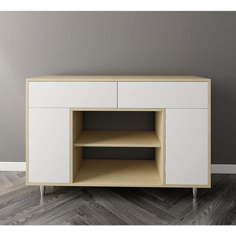 Beige Coffee Corner with White Shelves and Drawers By Alhome - ALHOME