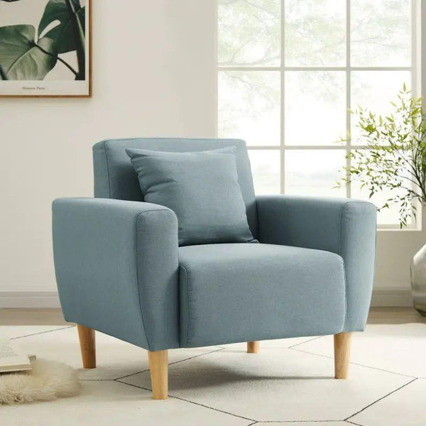 Classic Blue Velvet Chair with Swedish Wood By Alhome - ALHOME