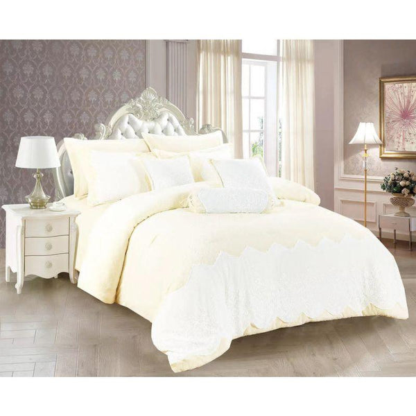 Lace Velvet Bedding Set 9 Pieces - Double - By Alhome - ALHOME