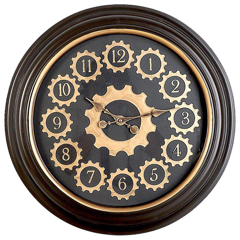 Battery Operated Plastic Round Wall Clock - Bronze, Brown And Black - 50 Cm Diameter - By Family Ship - ALHOME