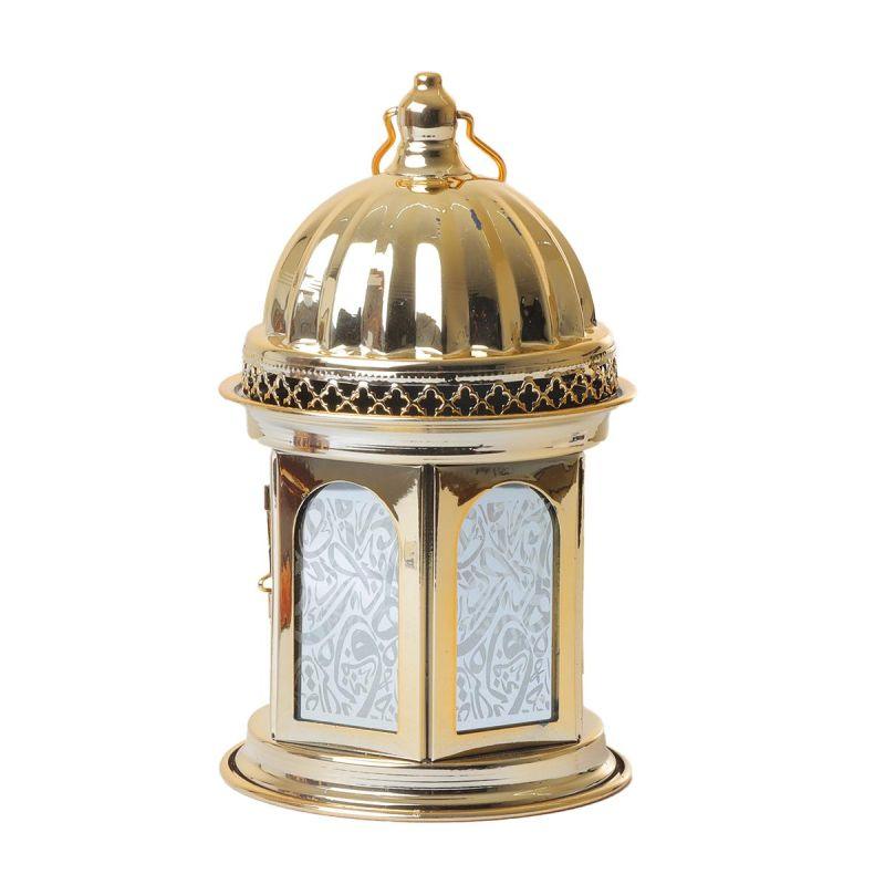 Steel Ramadan Lantern With Led Light + Sound - Gold - 22X12X12 Cm - By Family Ship - 600007805 - ALHOME