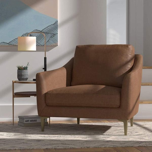 Brown Leather Accent Chair By Alhome - 110111383 - ALHOME