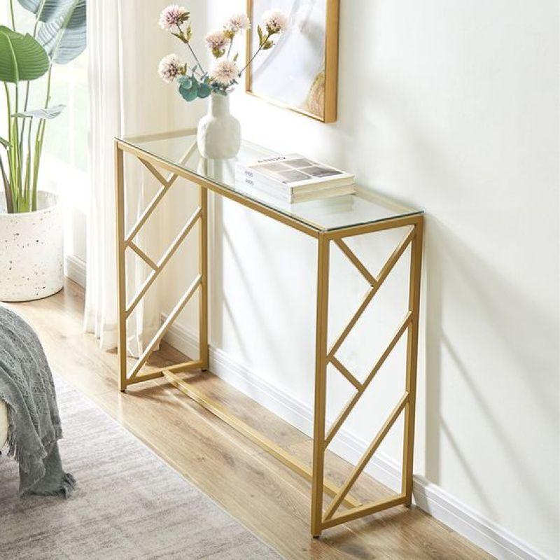 Modern Iron and Glass Console Table By Alhome - 110110478 - ALHOME