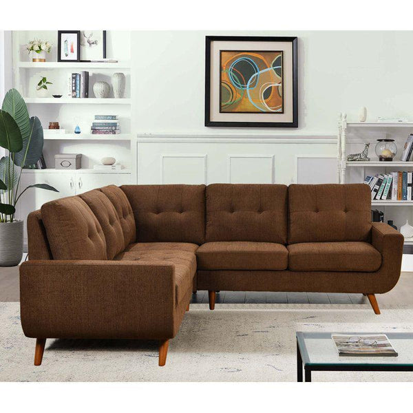 Modern Linen L-Shape Sofa - Brown - 270x150x85x85 cm - By Alhome - ALHOME