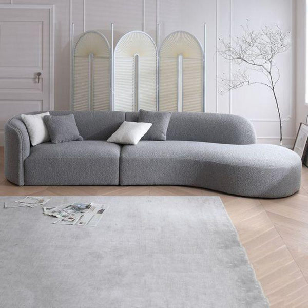 Expansive Gray Boucle 3-Seater Sofa Swedish Wood By Alhome - 110110920 - ALHOME