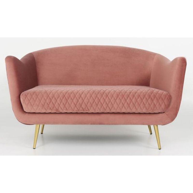 Blush Pink Velvet 2-Seater Sofa Swedish Wood By Alhome - ALHOME