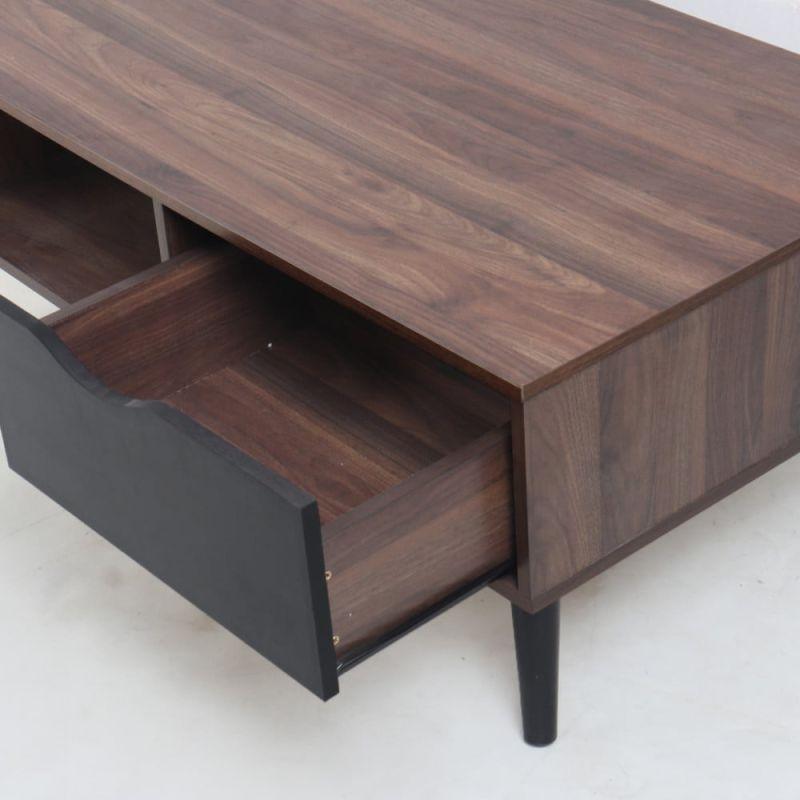 Coffee Table From Wood With Metal Frame - Dark Brown By Alhome - ALHOME