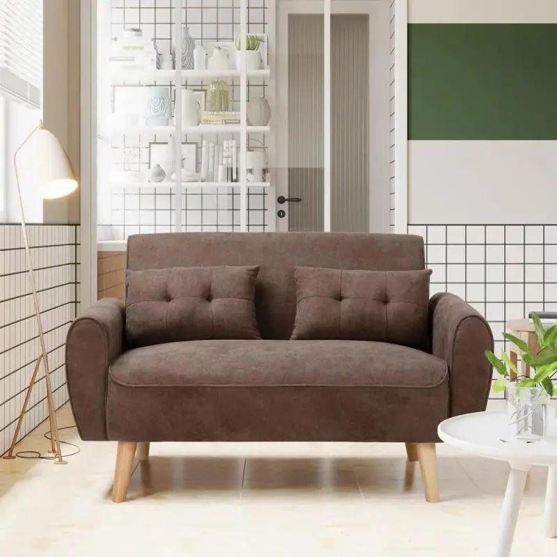 Rich Brown Velvet 2-Seater Sofa Swedish Wood By Alhome - ALHOME