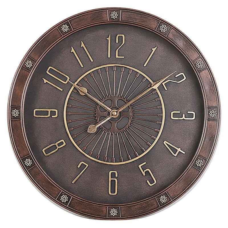 Battery operated circular wall clock - brown - 35 cm diameter - By Family Ship - ALHOME