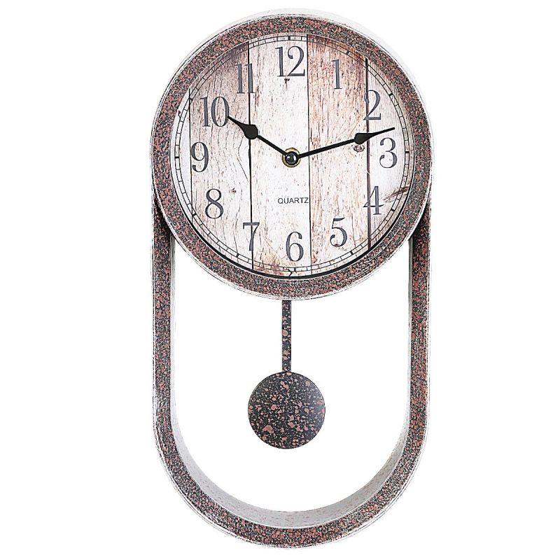 Battery Operated Circular Pendulum Wall Clock - Multi Color - 20x38x6 cm - By Family Ship - ALHOME