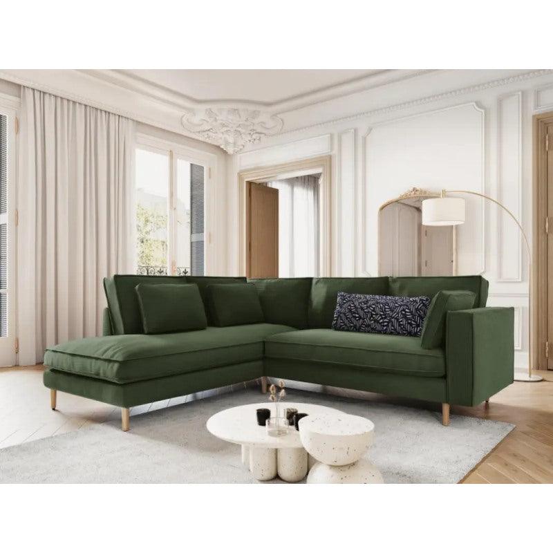 Modern Velvet Corner Sofa - Green - 300x180x85x85 cm - By Alhome - ALHOME