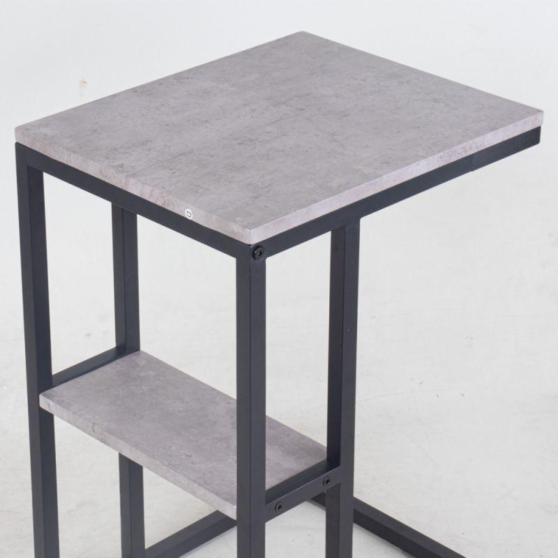 Single Service Table With Iron Bases And A Black And Gray Wooden Top By Alhome - ALHOME