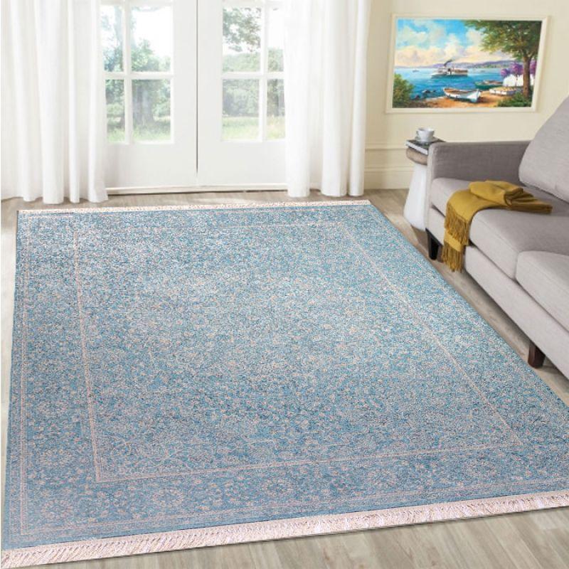 Velvet Turkish Rectangular Decorative Carpet - Cyan - By In House - ALHOME