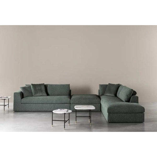 Linen Corner Sofa - Green - 350x180x85x85 cm - By Alhome - ALHOME