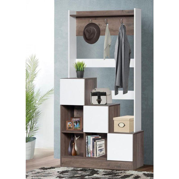 Storage Unit From Malaysian Wood - White And Dark Brown - 35x89x180 cm - By Baity - ALHOME