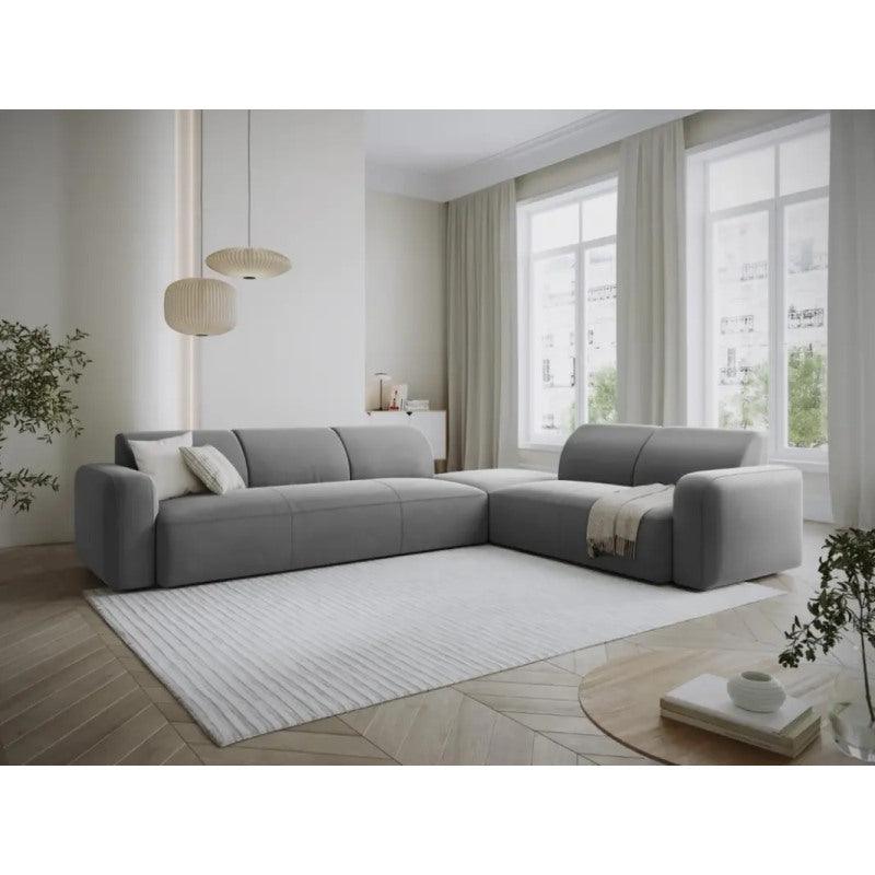 Modern Velvet Corner Sofa - Grey - 280x280x85x85 cm - By Alhome - 110113934 - ALHOME